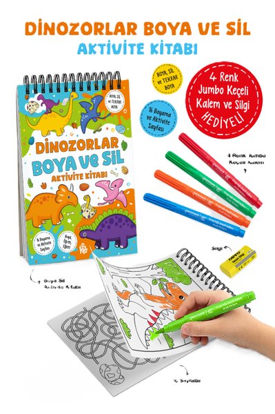 Dinozorlar - Boya ve Sil Aktivite Kitabı